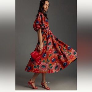 Farm Rio Marias Floral Cutout Midi Dress